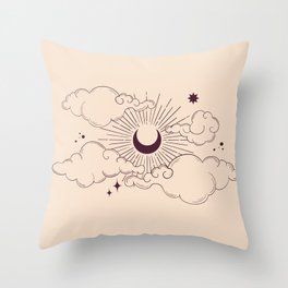Cloudy Moon Print │Cream Throw Pillow