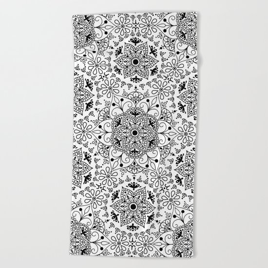 Mandala_White and Black Beach Towel