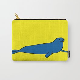 The prodigious seal Carry-All Pouch | Animal, Blubber, Yellow, Seal, Blue, Digital, Children, Arctic, Painting, Mammal 