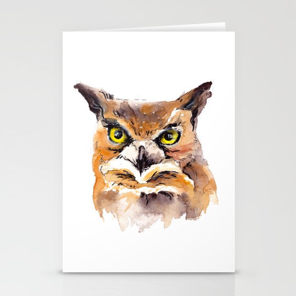 Owl Watercolor Stationery Cards