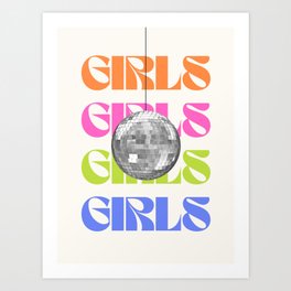 GIRLS LIKE TO PARTY - MULTI Art Print