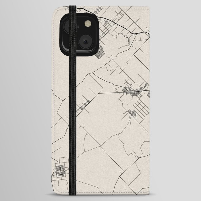 Mar del Plata - Argentina, Black&White Map iPhone Wallet Case