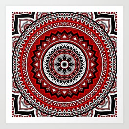 Red and Black Mandala Art Print