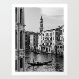 Venice Gondola in Black and White Art Print