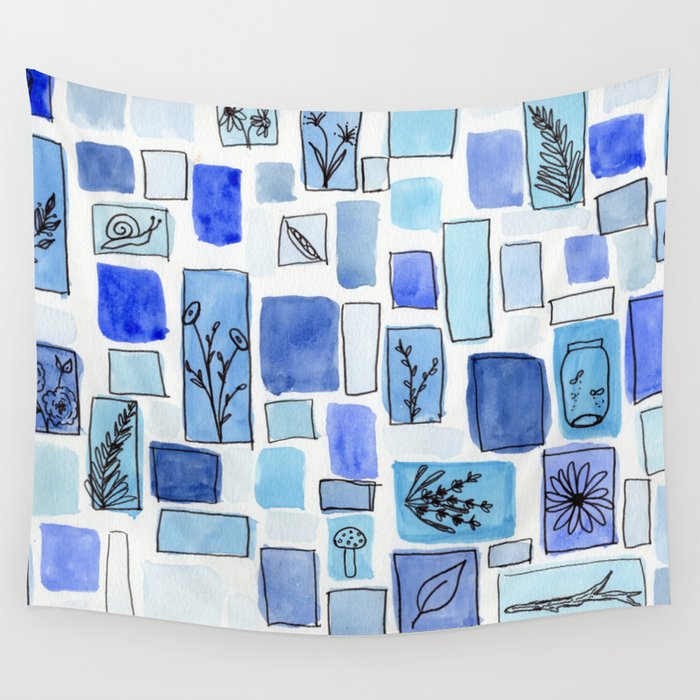 Floral Blues Wall Tapestry