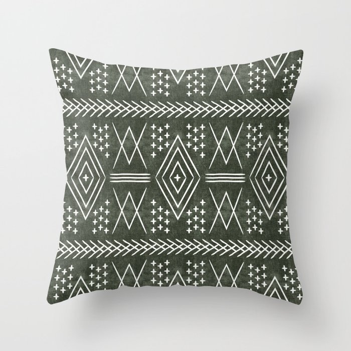 vintage moroccan - dark green Throw Pillow