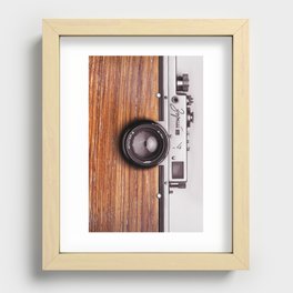Vintage wooden style camera design 02 | for photography lovers Recessed Framed Print