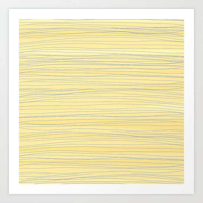 Wavy Lines Yellow & Gray Art Print