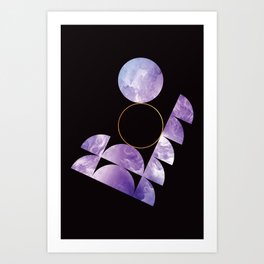 Purple Moon Space 70s Retro Abstract Geometrical Contemporary Minimalist Modern  Art Print