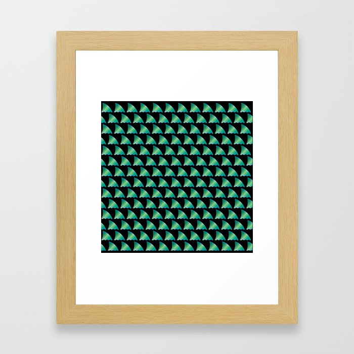 Green shark fin pattern Framed Art Print