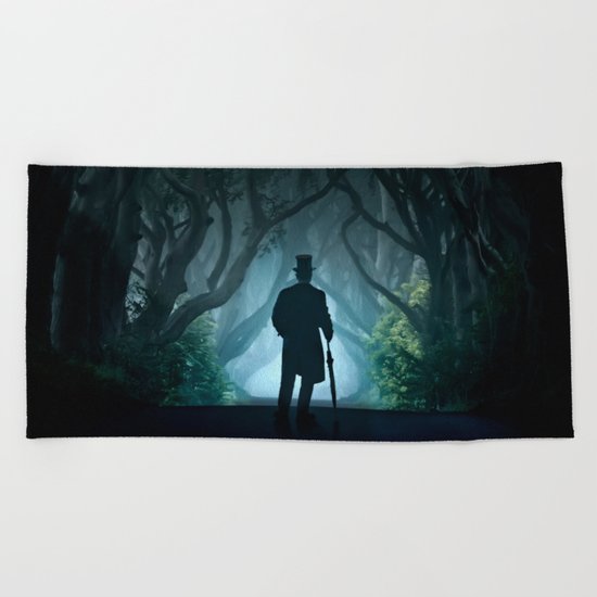 Morning visit in cold Dark Hedges Beach Towel
