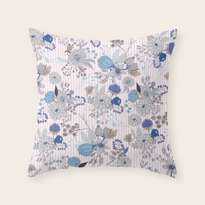 navy floral throw pillow