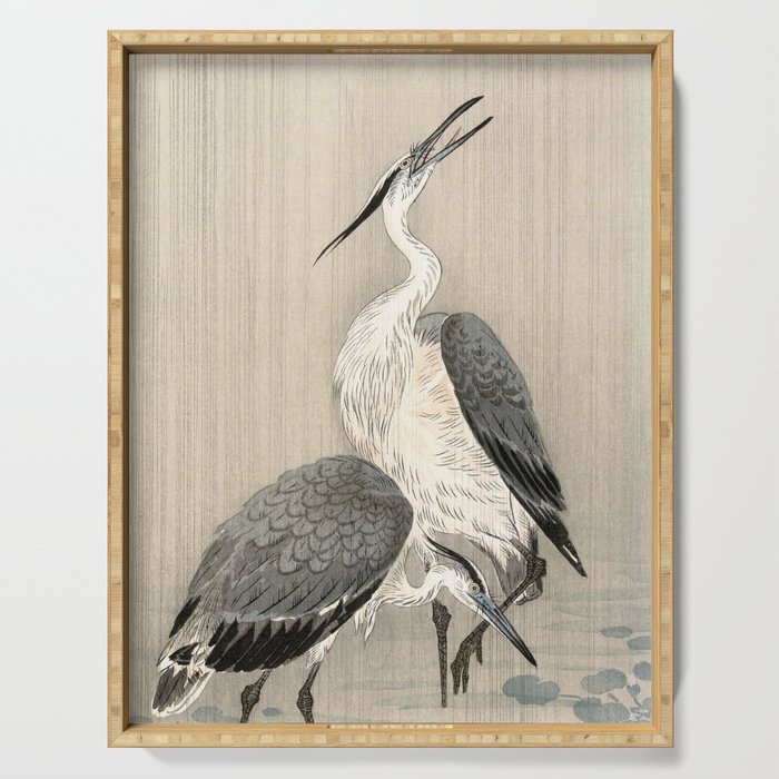 Two Herons in the Rain, 1910 by Ohara Koson Serving Tray