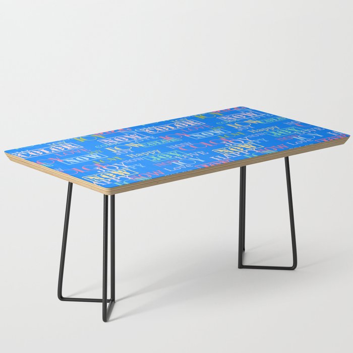 Enjoy The Colors - Colorful typography modern abstract pattern on Azure blue color Coffee Table