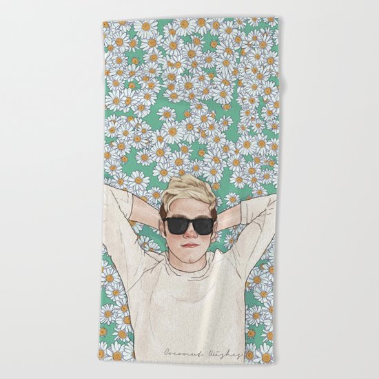 Niall daisies field Beach Towel