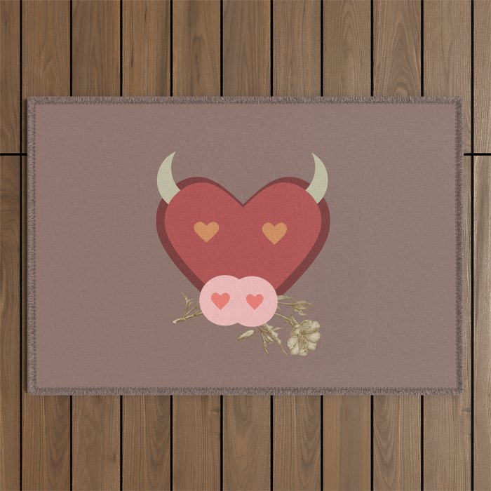 TAURUS Zodiac Symbol Simple Illustration Outdoor Rug