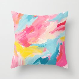 Abstract Pastel Blue and Pink Brush Strokes  Throw Pillow