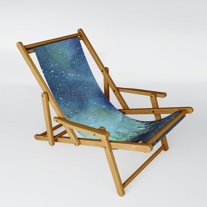 Galaxy Watercolor Aurora Borealis Painting Sling Chair