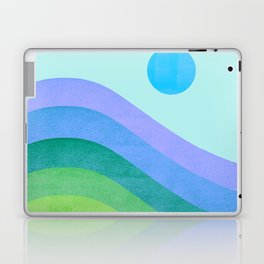 Abstraction_BLUE_SUN_LANDSCAPE_MOUNTAINS_CONTOUR_POP_ART_0407A Laptop Skin