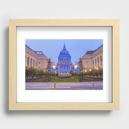 Blue City Hall Recessed Framed Print