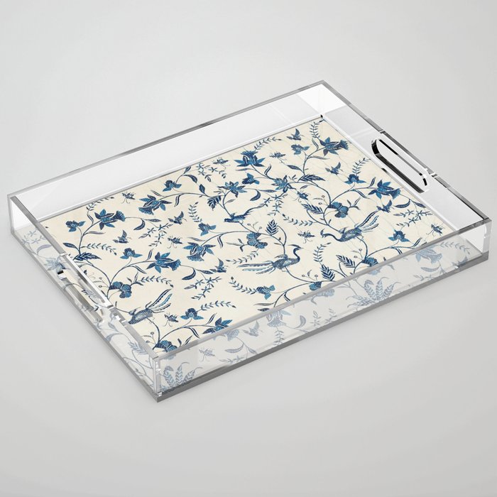 Indonesian Birds and Flowers Acrylic Tray