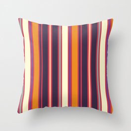 Sunset Purple and Orange Stripes Pattern Throw Pillow