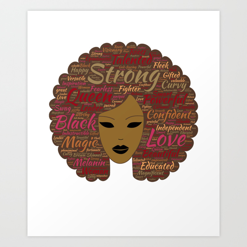 Afro Word Art Black History Month Natural Hair Art Print By