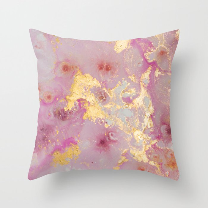 pink marble Throw Pillow