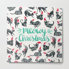 Meowy Christmas – Mint Type Metal Print | Meow, Cat, Cats, Painting, Christmas, Curated, Pattern, Holiday 