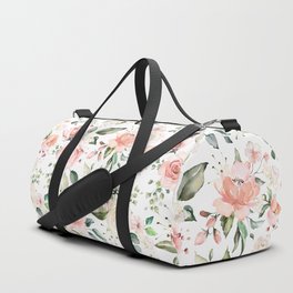 Sunny Floral Pastel Pink Watercolor Flower Pattern Duffle Bag