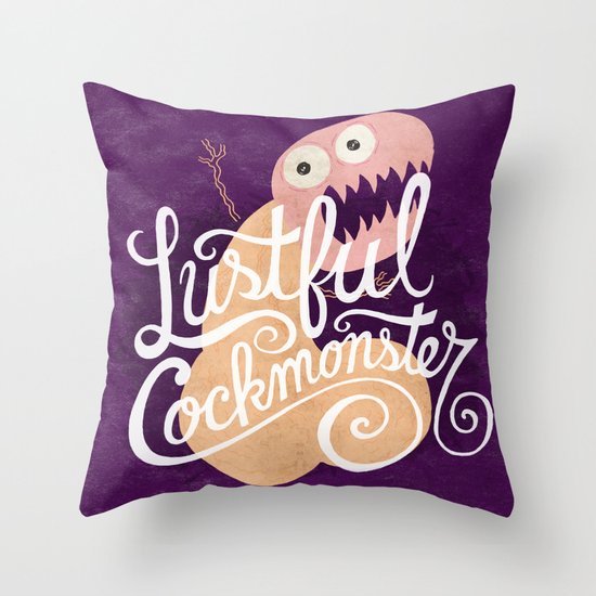 Lustful Cockmonster Throw Pillow