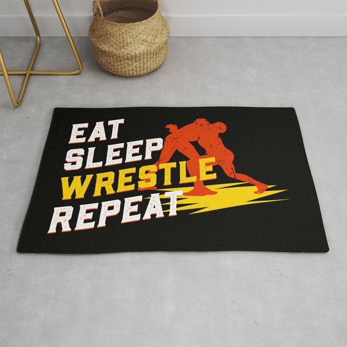 Eat Sleep Wrestle Repeat Wrestling Gifts Rug By Shirtbubble Society6
