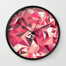 Red Geometric Crystal Pattern Wall Clock | Diamondpattern, Rosegold, Redsparkling, Graphicdesign, Jewelpattern, Healingcrystals, Gemstone, Gems, Redgemstone, Rosepattern 