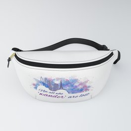 Musical world tour with city skyline watercolor doodle	 Fanny Pack