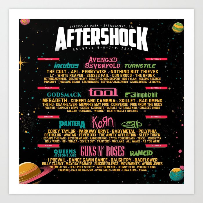 aftershock 2023 music festival lineup Art Print by malloryly Society6