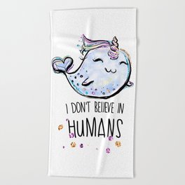 Funny Narwhal gift, Cute Narwhal Unicorn, Whale lover gift, Narwhal lover gift Beach Towel