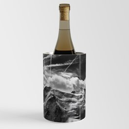 Mont Blanc, the White Mountain, Italian-French Alps black and white photograph  Wine Chiller