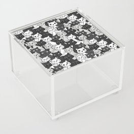 Funny cat faces pattern in grey, black, and white Acrylic Box