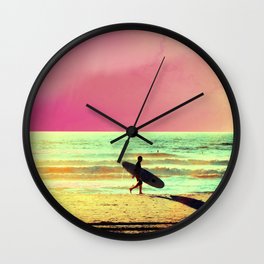 Pink Surfer Wall Clock