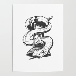 Hourglass snake drawing black and white Poster