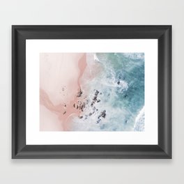 Aerial Beach Print - Pink Sand Beach - Ocean -  Sea Travel photography - Original Sea Bliss Framed Art Print