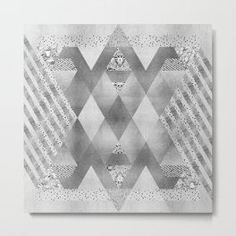 ETHNO Elegance in silver Metal Print | Decorative, Design, Art, Graphicdesign, Geometricpattern, Geometric, Indian, Abstract, Shape, Navajo 