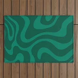 Warped Swirl Marble Pattern (emerald green) Outdoor Rug