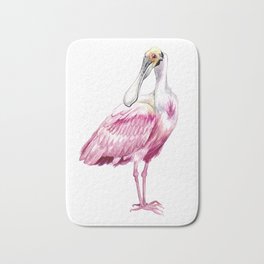 Roseate Spoonbill Bath Mat | Tropical, Pink, Pinkbird, Watercolour, Crane, Painting, Stork, Animalart, Curated, Children 