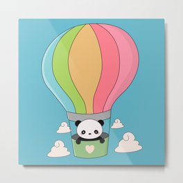 Kawaii Panda Bear Hot Air Balloon Metal Print