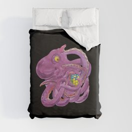 Octopus with Rubik's Cube Duvet Cover