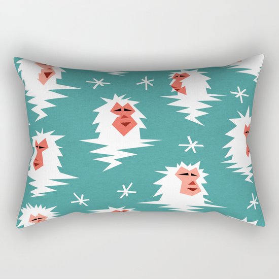 Bathing Japanese snow monkeys Rectangular Pillow