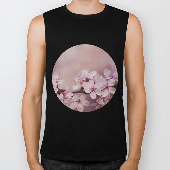 soft pink cherry blossom Biker Tank