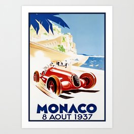 Vintage Monaco Grand Prix 1937 Poster Art Print