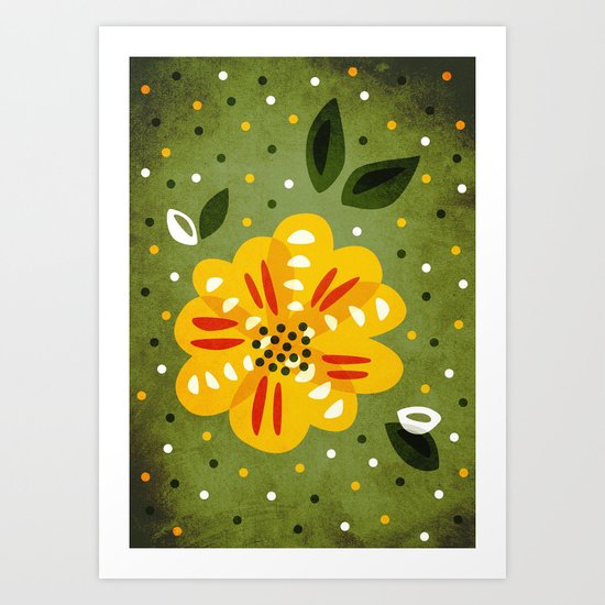 Abstract Yellow Primrose Flower Art Print
